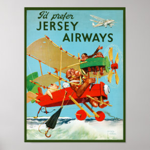 ジャージー航空のビンテージポスター1937をお願いします ポスター