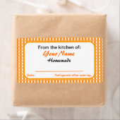 ジャースパーソナライズされたオレンジ色チェックのラベルの缶詰 ラベル (インサイチュ)