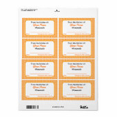 ジャースパーソナライズされたオレンジ色チェックのラベルの缶詰 ラベル (フルシート)