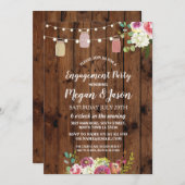 ジャース婚約パーティ素朴ウッドフローラ招待状 招待状 (正面/裏面)