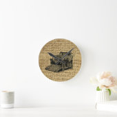 ジャーナリストのスクリプトburlapアンティークタイプライター ラウンド壁時計 (ホーム)