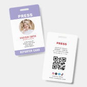 ジャーナリストのプレスパスの写真ID バッジ (正面＆裏面)