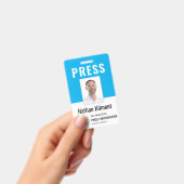 ジャーナリストのプレスパス写真名ロゴIDスカイブルー バッジ (手持ち)