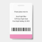 ジャーナリストのプレスパス写真名ロゴIDピンク バッジ (裏面)