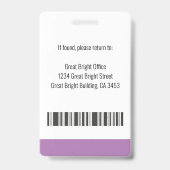 ジャーナリストのプレスパス写真名ロゴID紫 バッジ (裏面)