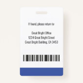 ジャーナリストのプレスパス写真名ロゴID青 バッジ (裏面)