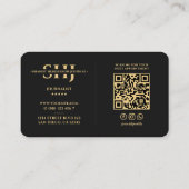 ジャーナリストのモノグラムプロフェッショナルブラック金ゴールド 名刺 (裏面)