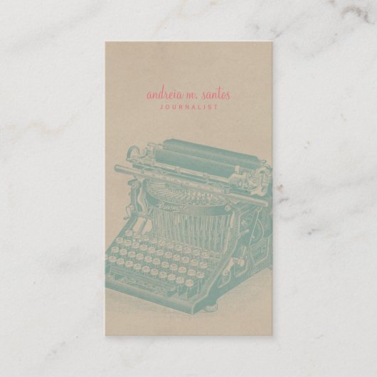 ジャーナリストのヴィンテージのタイプライターのカッコいいのミントのモダン 名刺 (正面)