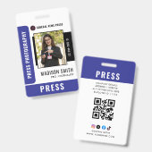 ジャーナリストプレスパス 写真ID バッジ (正面＆裏面)