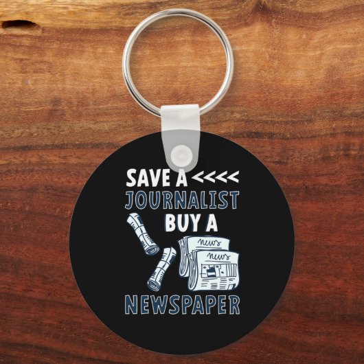 ジャーナリスト救の新聞買ジャーナリズムギフト キーホルダー (正面)