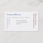 ジャーナリスト、弁護士のための米国憲法修正第一項カード 名刺 (裏面)