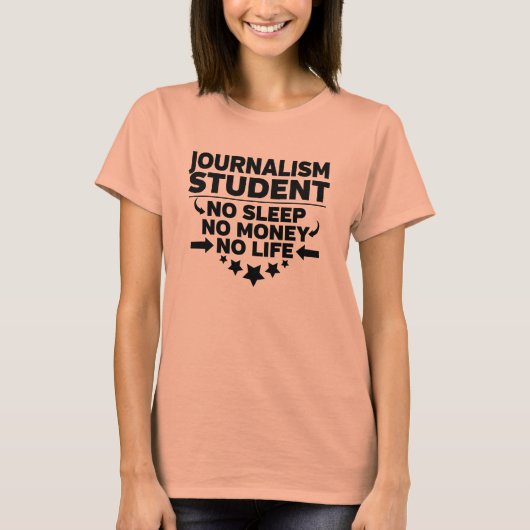ジャーナリズム大学の学生No Life or Money Tシャツ (正面)