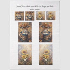 ジャーナルの表紙 猫がカップに入ってるやつ & ひまわり & コースター 薄葉紙