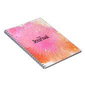 ジャーナルピンクのオレンジ色の星水色モノグラム ノートブック (右側)