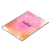 ジャーナルピンクのオレンジ色の星水色モノグラム ノートブック (左側)