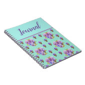 ジャーナルブックパンシーシャビーミントアクアヴィンテージフローラ ノートブック (右側)