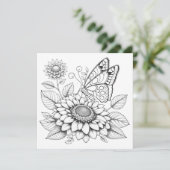 ジャーナル付きバタフライカラーリングカード 招待状 (スタンド正面)