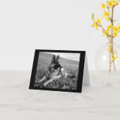 ジャーマンシェパピードドッグ空白のノートカード カード (黄色い花)