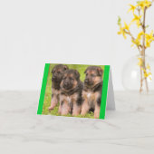 ジャーマンシェパピードドッグ空白のノートカード カード (黄色い花)