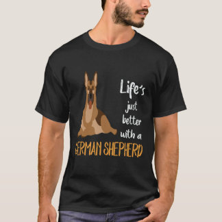 ジャーマンシェパードがいると人生はもっと素敵 Tシャツ