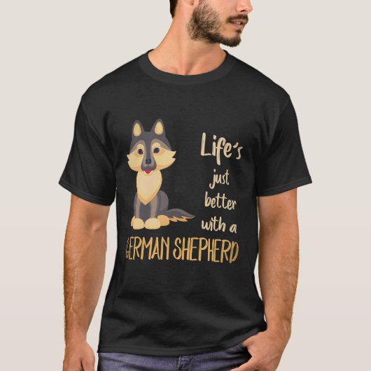 ジャーマンシェパードと一緒なら人生もっと素敵 Tシャツ (正面)
