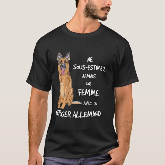 ジャーマンシェパードと一緒にいない女性 Tシャツ (正面)