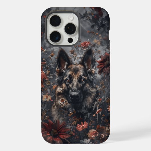 ジャーマンシェパードと野の花 iPhoneケース (裏面)