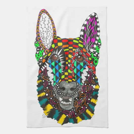 ジャーマンシェパードのキッチンタオル – カスタマイズ可能 キッチンタオル (縦)