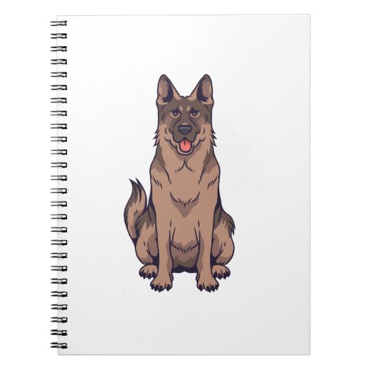 ジャーマンシェパードのキャラクター似顔絵デザイン ノートブック (正面)