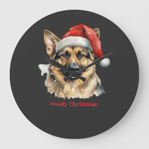 ジャーマンシェパードのクリスマスギフトのアイデア ワフ ラージ壁時計