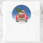 ジャーマンシェパードのクリスマス運転手 ラウンドシール (バッグ)