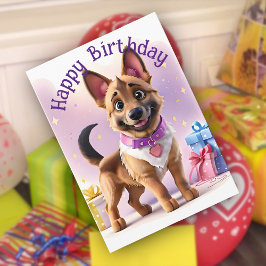 ジャーマンシェパードの仔犬の誕生日おめでとう カード