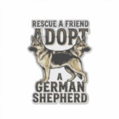 ジャーマンシェパードの保護犬ビンテージTシャツ シール (正面)