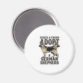ジャーマンシェパードの保護犬ビンテージTシャツ マグネット (正面/裏面)