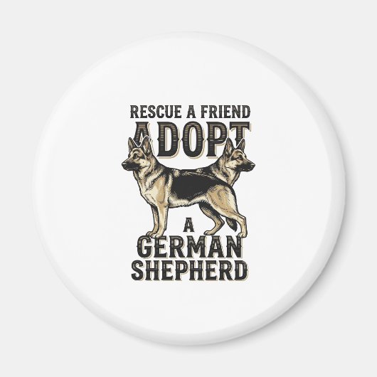 ジャーマンシェパードの保護犬ビンテージTシャツ マグネット (正面)