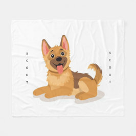 ジャーマンシェパードの子犬のかわいいイラスト フリースブランケット