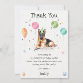 ジャーマンシェパードの子犬の犬の誕生日お礼カード 招待状 (正面)