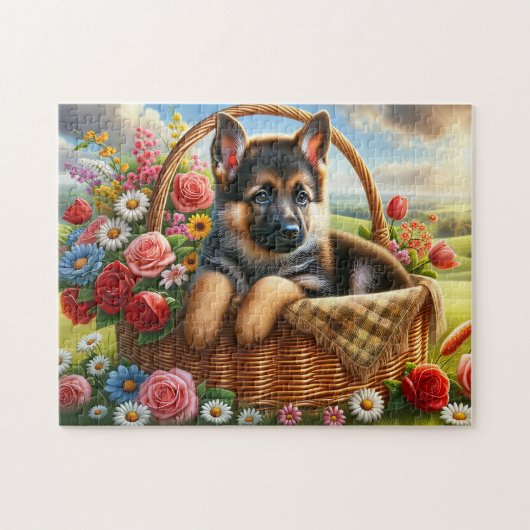 ジャーマンシェパードの子犬 ジグソーパズル (横)