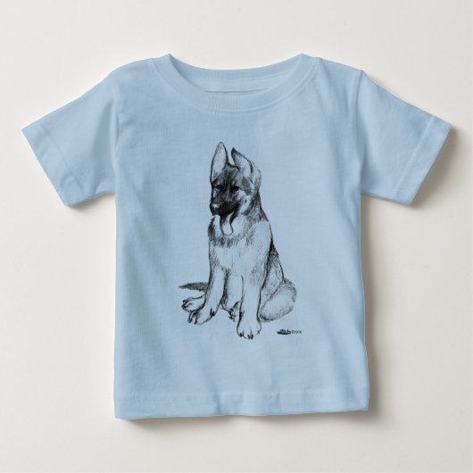 ジャーマンシェパードの子犬 ベビーTシャツ (正面)