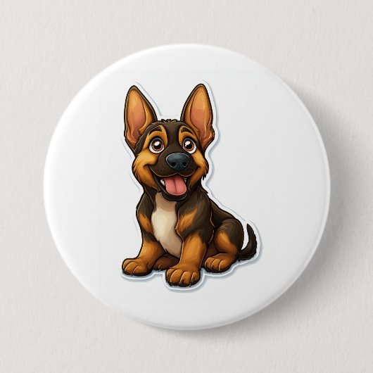 ジャーマンシェパードの子犬 缶バッジ (正面)