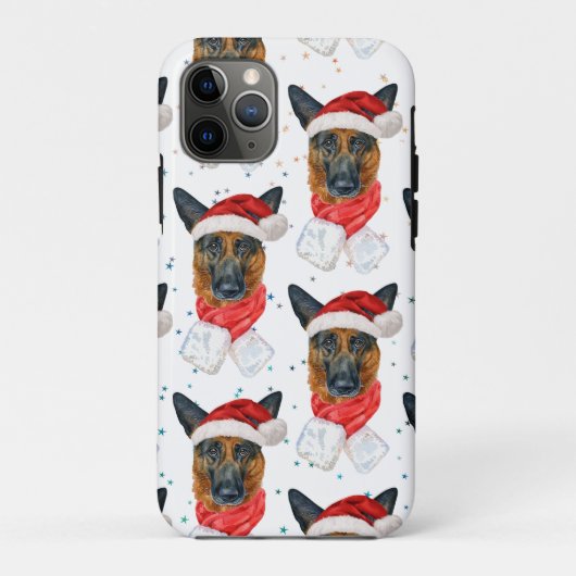 ジャーマンシェパードの星柄クリスマスデザイン Case-Mate iPhoneケース (裏面)