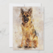 ジャーマンシェパードの水彩犬の肖像画アート サンキューカード (正面)