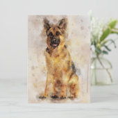 ジャーマンシェパードの水彩犬の肖像画アート サンキューカード (スタンド正面)