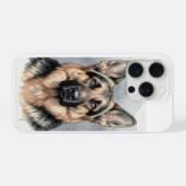 ジャーマンシェパードの水彩画肖像画 iPhoneケース (裏面横)