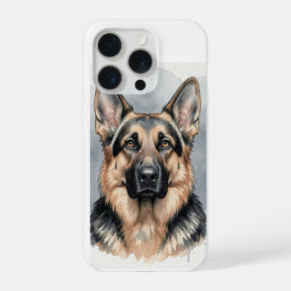 ジャーマンシェパードの水彩画肖像画 iPhone 15 PROケース