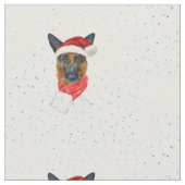 ジャーマンシェパードの水彩画 犬の種類 クリスマス ファブリック (クローズアップ)