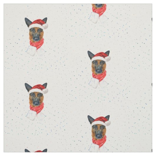 ジャーマンシェパードの水彩画 犬の種類 クリスマス ファブリック (見本)
