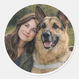 ジャーマンシェパードの盲導犬とのパートナーシップ - 女性 ラウンドシール