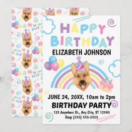 ジャーマンシェパードの誕生日招待状 招待状