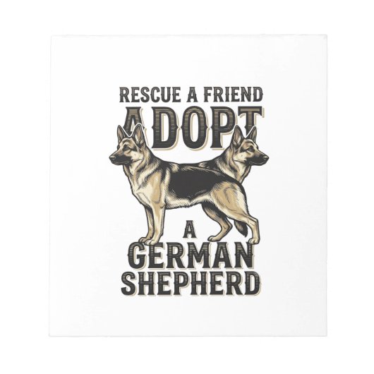 ジャーマンシェパードの里親 ヴィンテージ保護犬Tシャツ ノートパッド (正面)